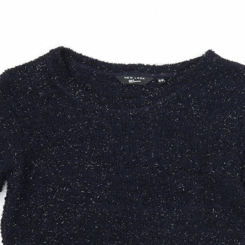 New Look Girls Blue Round Neck Geometric Polyester Pullover Jumper Size 12-13 Years Pullover