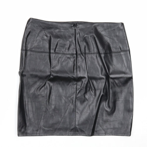 Missguided Womens Black Polyester A-Line Skirt Size 10 Zip