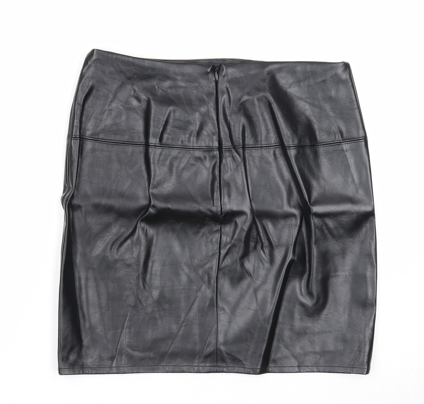 Missguided Womens Black Polyester A-Line Skirt Size 10 Zip
