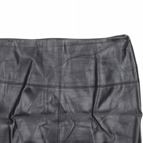 Missguided Womens Black Polyester A-Line Skirt Size 10 Zip