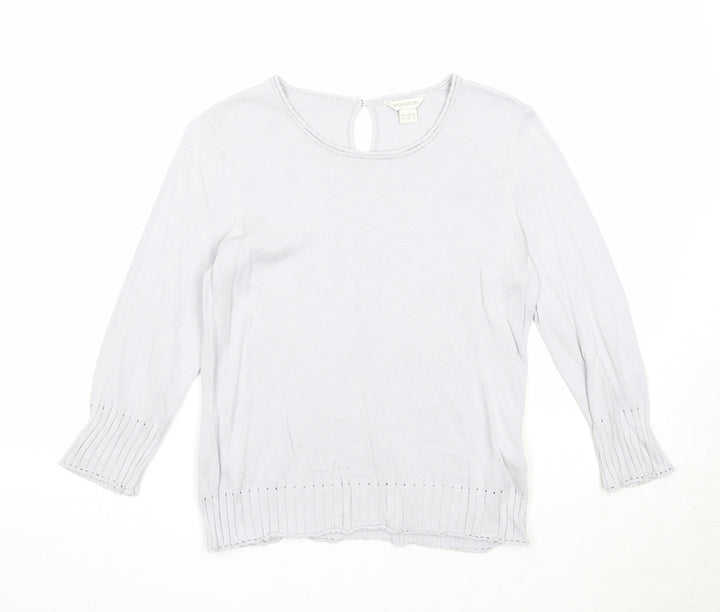 Monsoon Womens Grey Round Neck Cotton Pullover Jumper Size 10