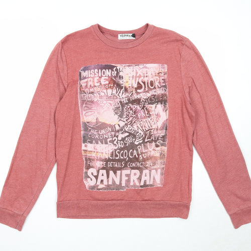 Topman Mens Red Polyester Pullover Sweatshirt Size M
