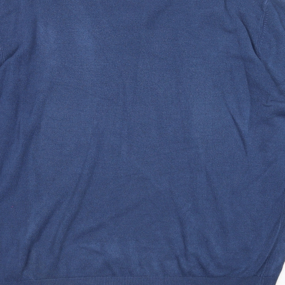 Marks and Spencer Mens Blue V-Neck Acrylic Pullover Jumper Size XL Long Sleeve