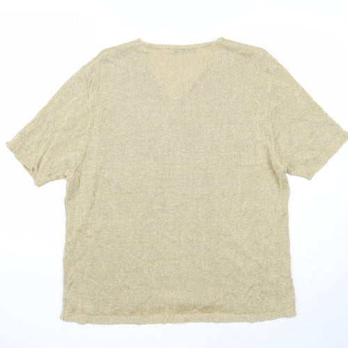 Berkertex Womens Gold V-Neck Acrylic Pullover Jumper Size 18