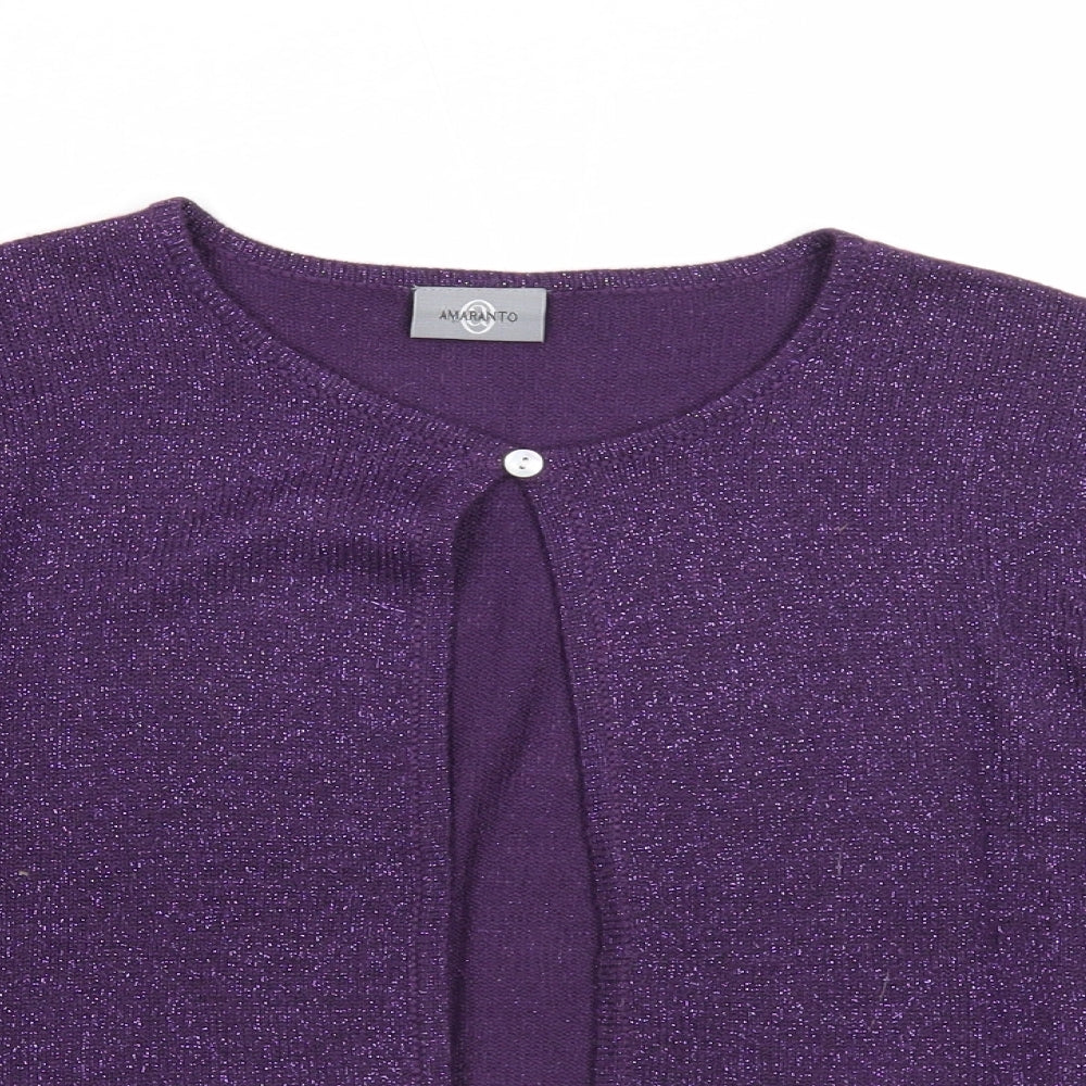 AMARANTO Womens Purple Round Neck Acrylic Cardigan Jumper Size L