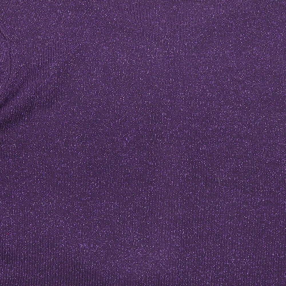 AMARANTO Womens Purple Round Neck Acrylic Cardigan Jumper Size L