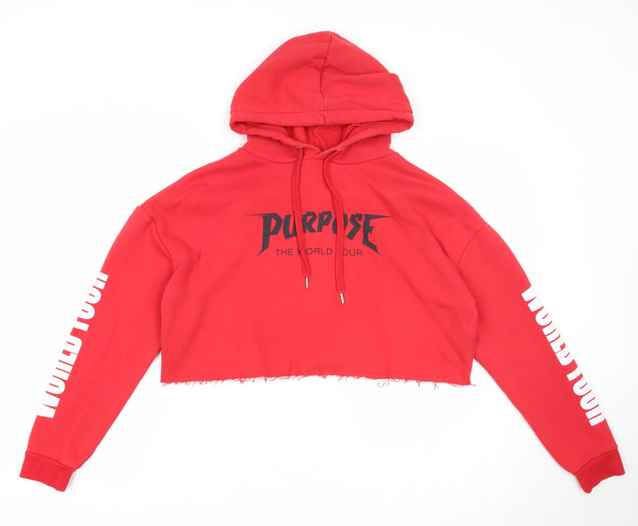Divided Womens Red Cotton Pullover Hoodie Size S Pullover