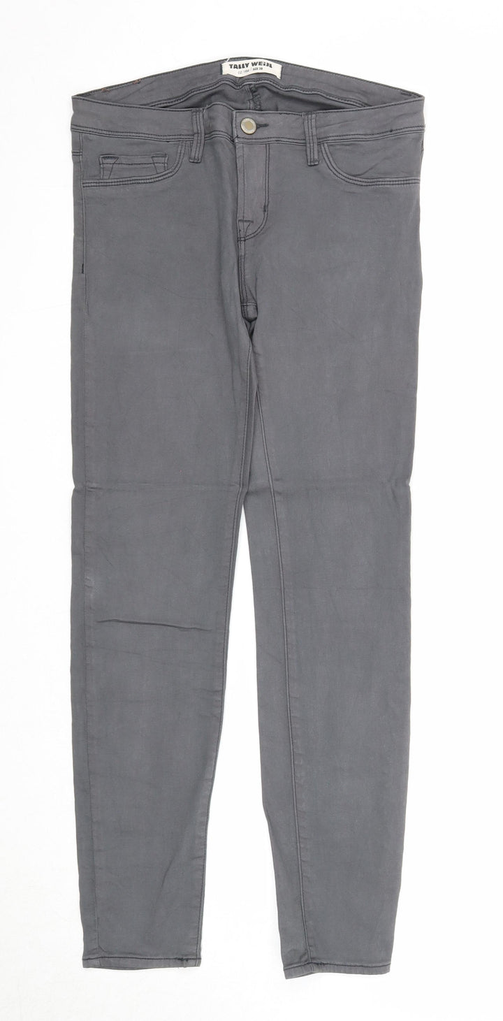 TALLY WEiJL Womens Grey Cotton Straight Jeans Size 10 Regular Zip