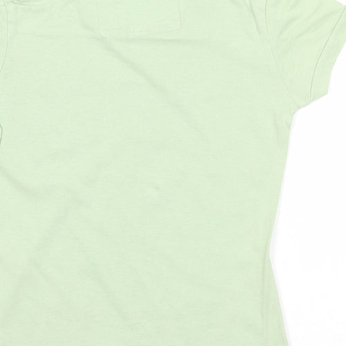 Marks and Spencer Girls Green Cotton Basic T-Shirt Size 6 Years Round Neck Pullover - Because Girls Rock