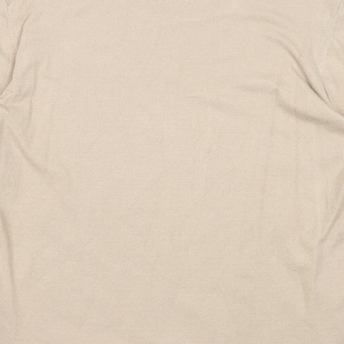 Paramour Womens Beige Round Neck Striped Viscose Pullover Jumper Size L - Flower Detail