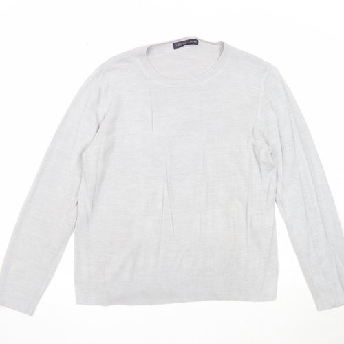 Marks and Spencer Womens Grey Round Neck Acrylic Pullover Jumper Size 16