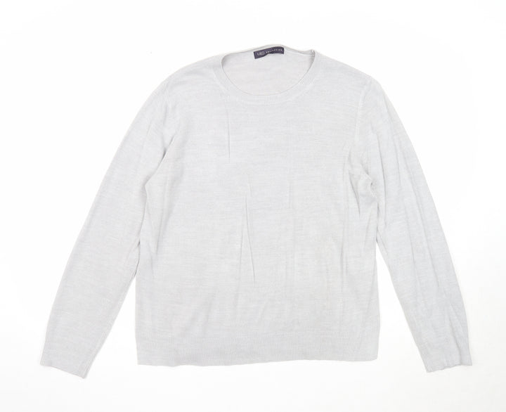 Marks and Spencer Womens Grey Round Neck Acrylic Pullover Jumper Size 16