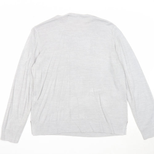 Marks and Spencer Womens Grey Round Neck Acrylic Pullover Jumper Size 16
