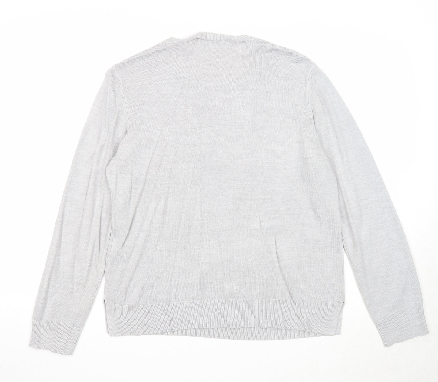 Marks and Spencer Womens Grey Round Neck Acrylic Pullover Jumper Size 16