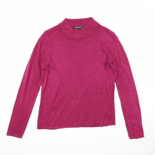 Bonmarché Womens Purple Round Neck Acrylic Pullover Jumper Size 8