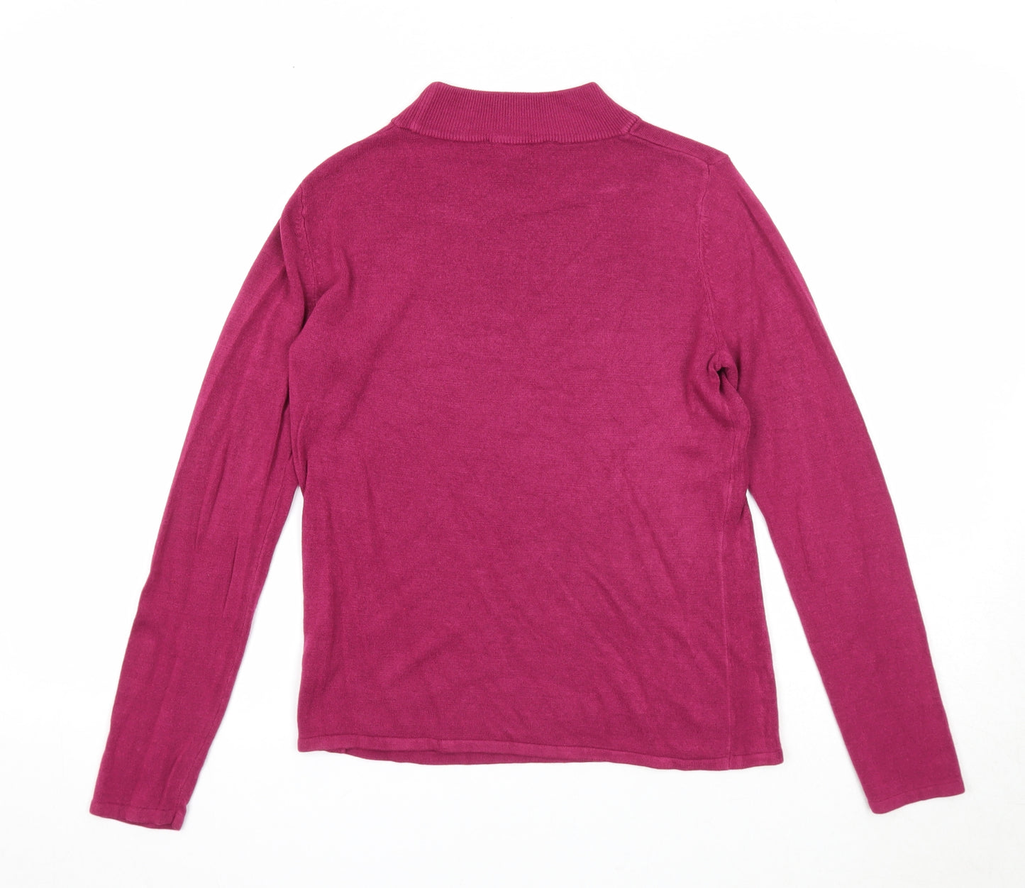 Bonmarché Womens Purple Round Neck Acrylic Pullover Jumper Size 8