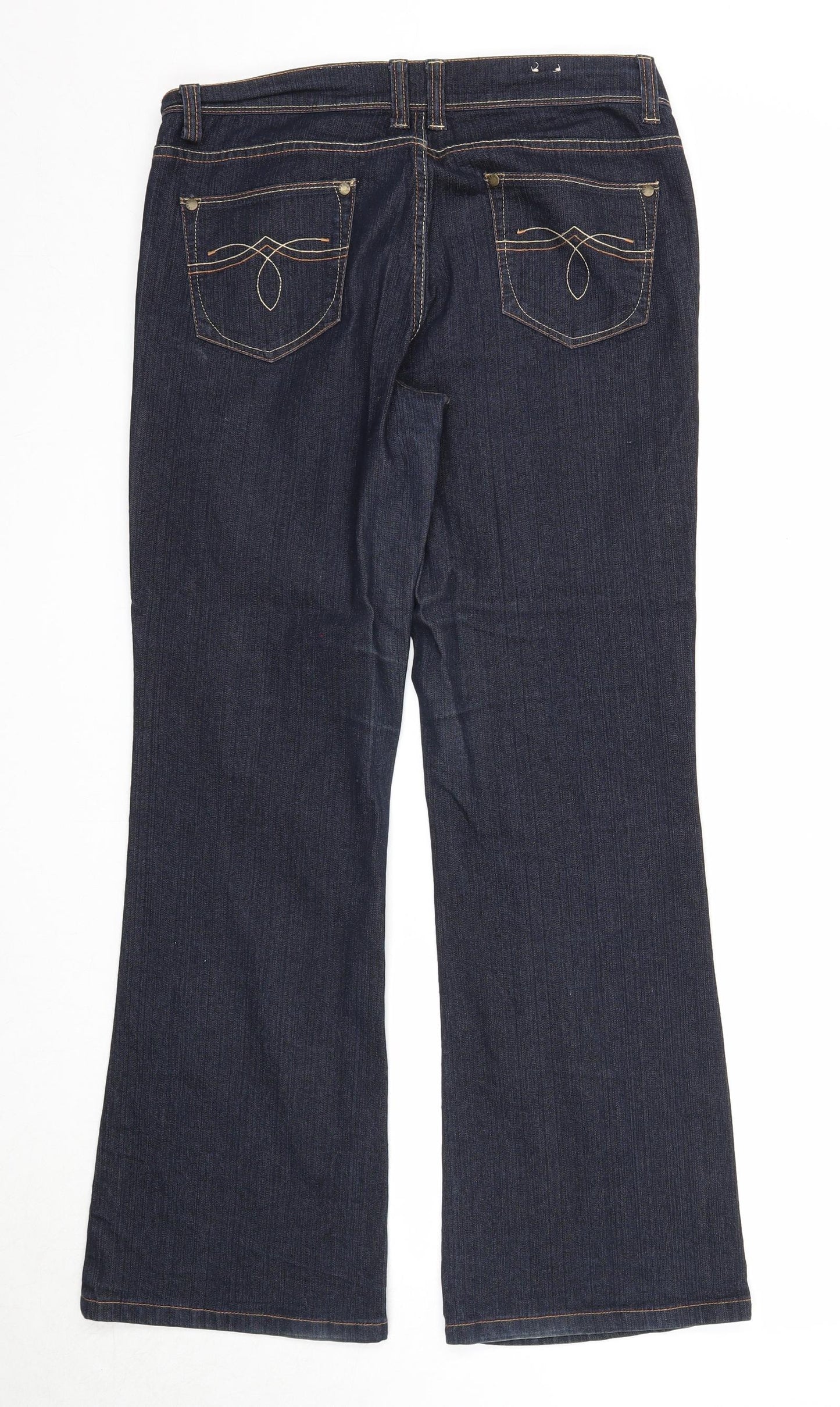 Yes Yes Womens Blue Cotton Bootcut Jeans Size 12 Regular Zip