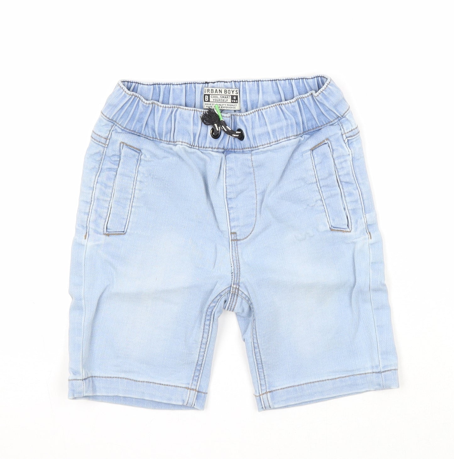 Urban Boys Boys Blue Cotton Bermuda Shorts Size 6 Years Regular Drawstring