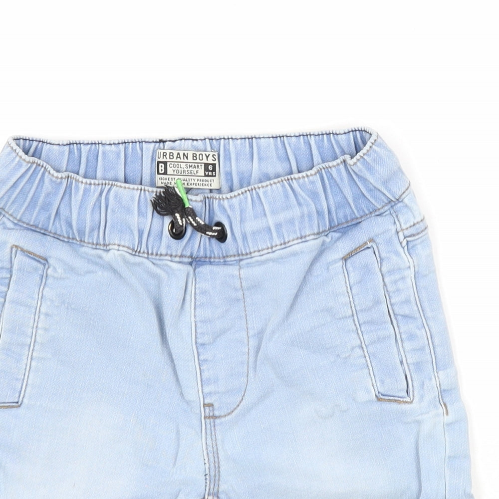 Urban Boys Boys Blue Cotton Bermuda Shorts Size 6 Years Regular Drawstring