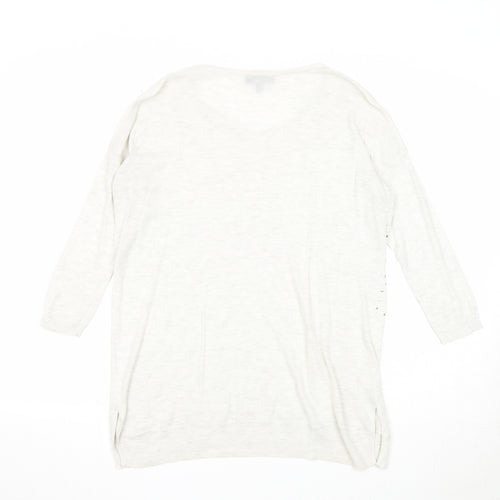 Warehouse Womens Grey Round Neck Acrylic Pullover Jumper Size 8