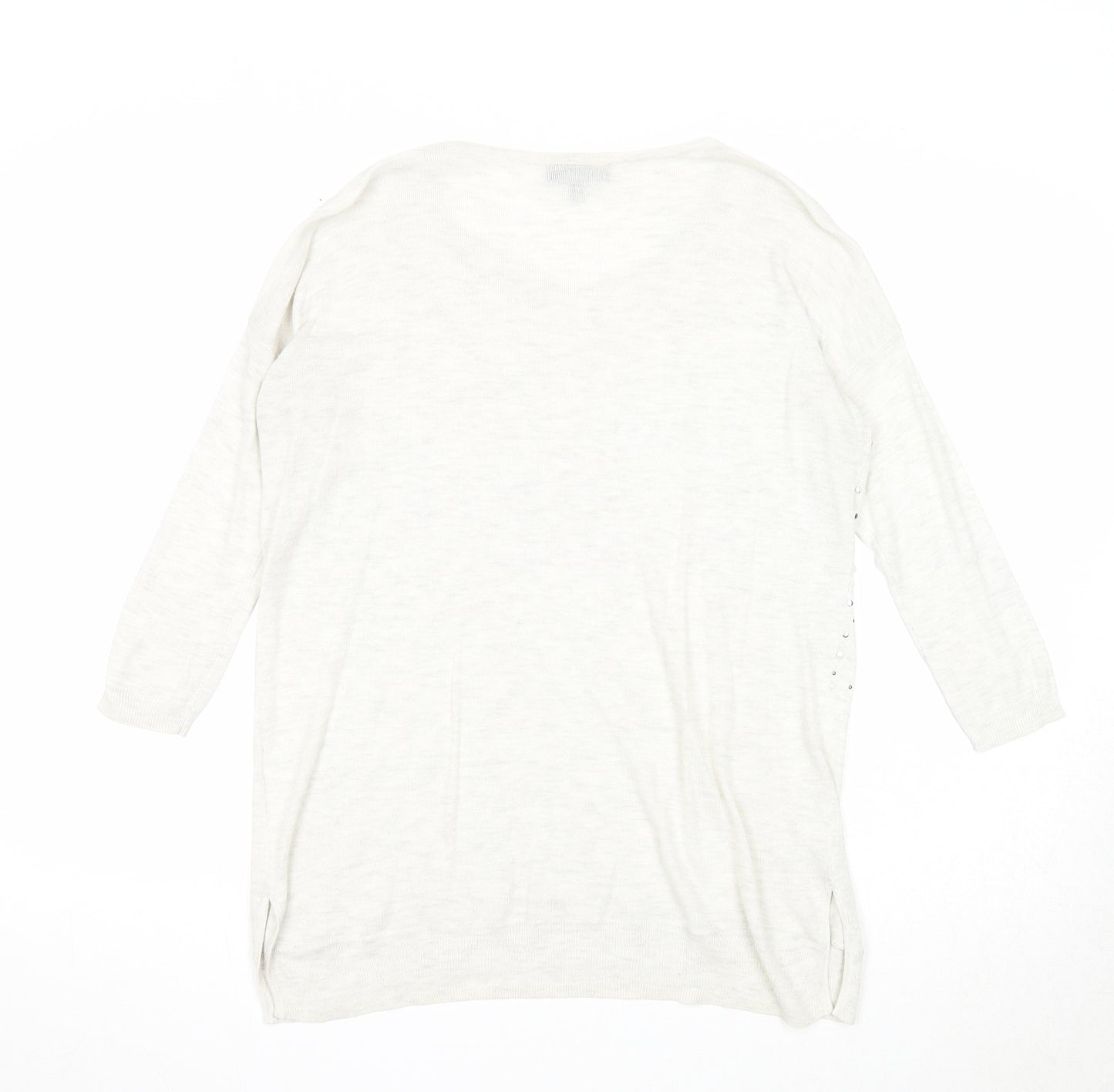 Warehouse Womens Grey Round Neck Acrylic Pullover Jumper Size 8