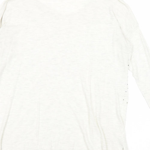 Warehouse Womens Grey Round Neck Acrylic Pullover Jumper Size 8