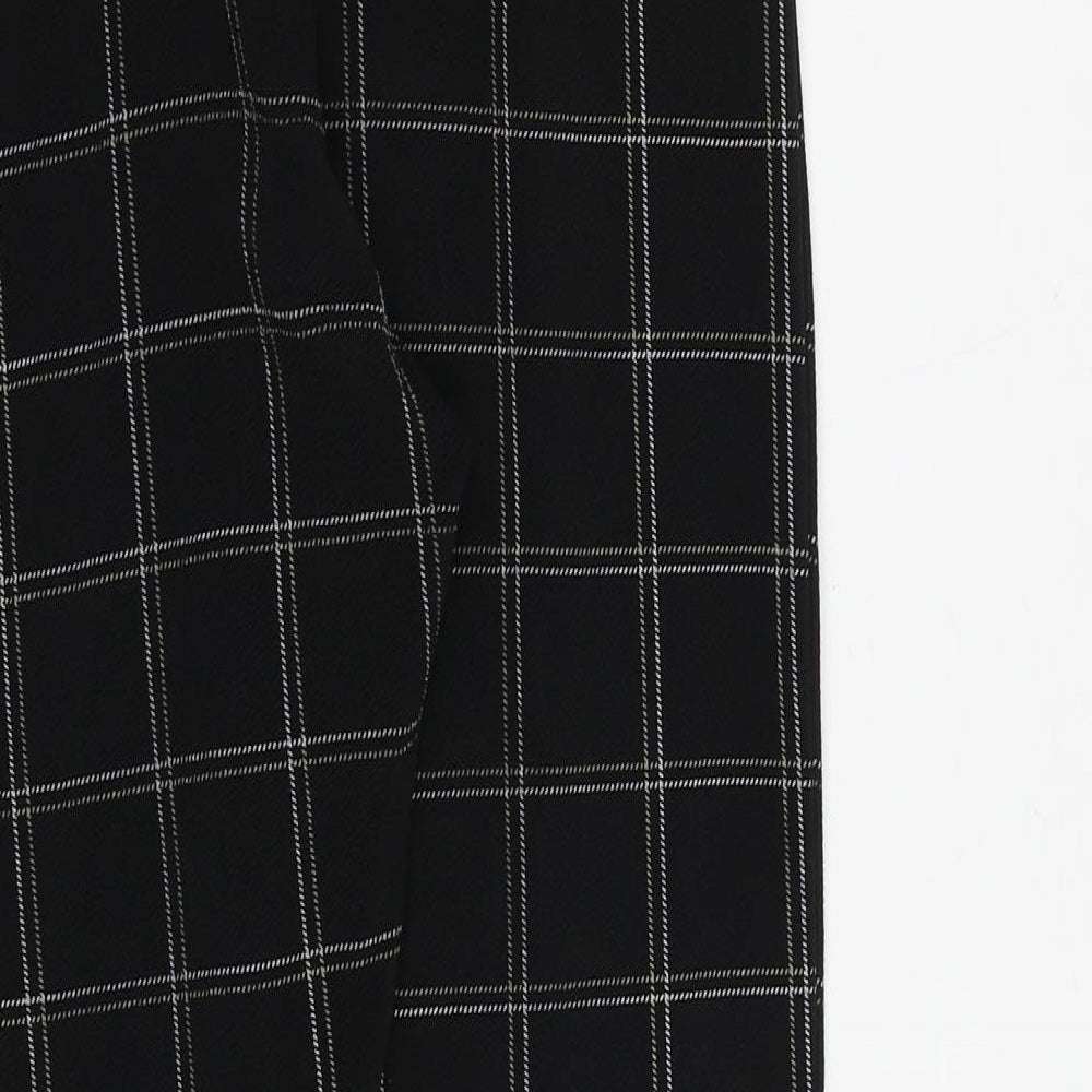 PRETTYLITTLETHING Womens Black Check Polyester Capri Trousers Size 8 Regular Zip - Paperbag Waist