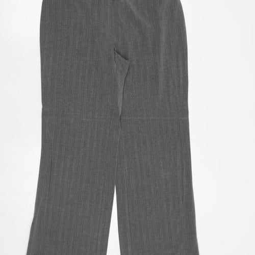 Marks and Spencer Womens Grey Striped Viscose Dress Pants Trousers Size 14 Regular