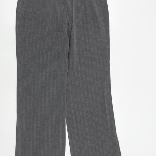 Marks and Spencer Womens Grey Striped Viscose Dress Pants Trousers Size 14 Regular