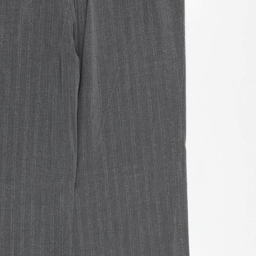 Marks and Spencer Womens Grey Striped Viscose Dress Pants Trousers Size 14 Regular
