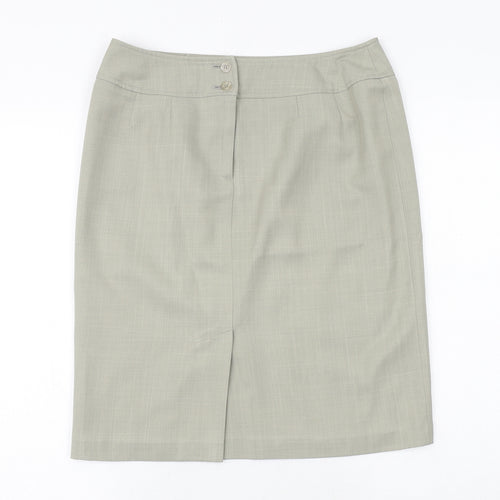 George Womens Green Polyester A-Line Skirt Size 12 Button