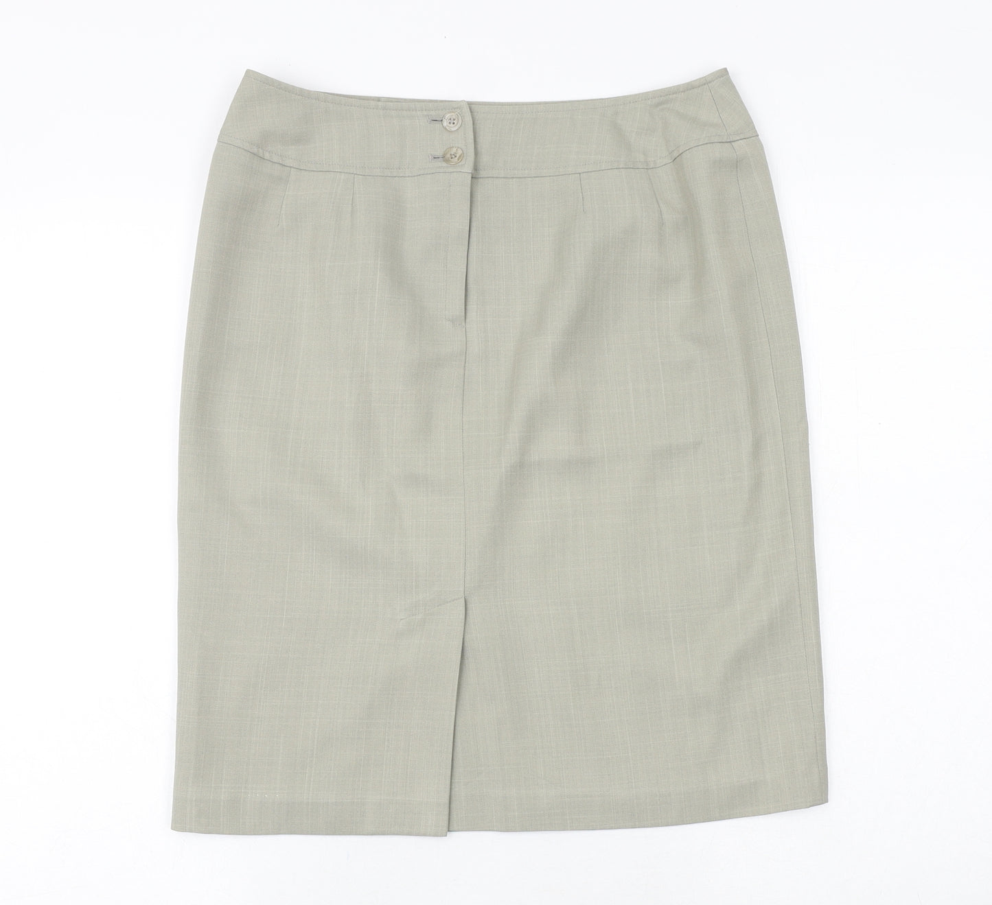 George Womens Green Polyester A-Line Skirt Size 12 Button