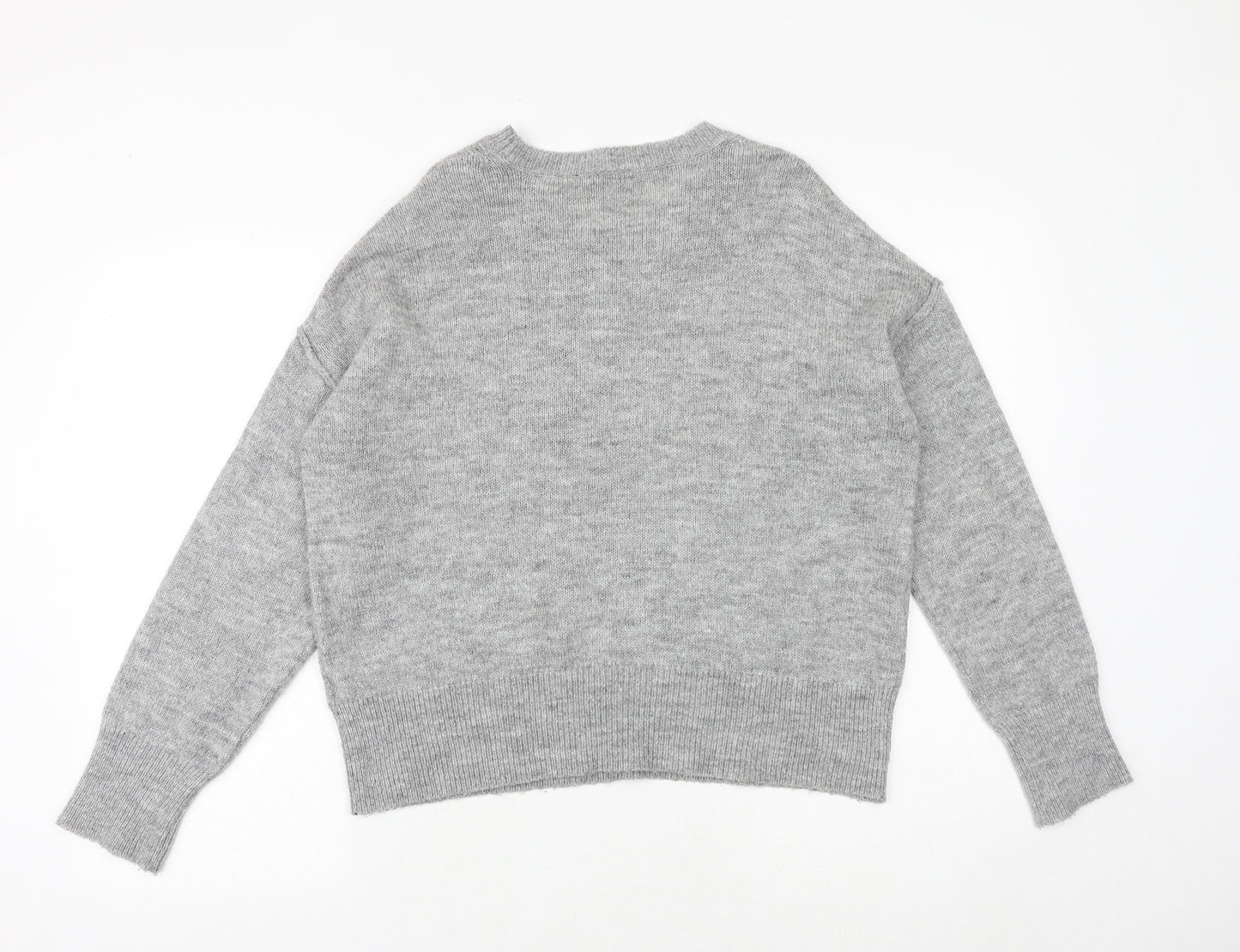 New Look Womens Grey Round Neck Acrylic Pullover Jumper Size S