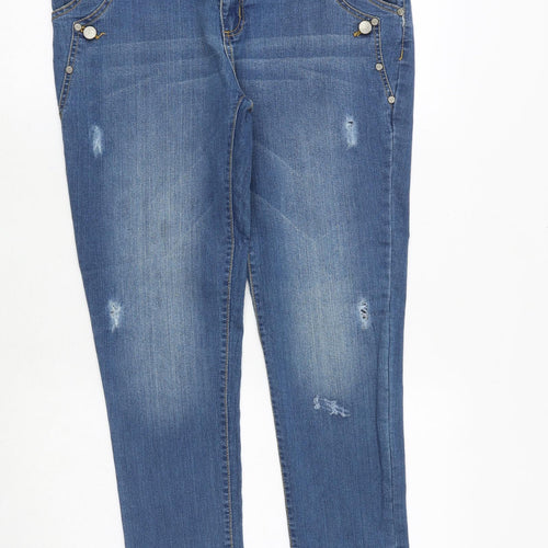 Janina Womens Blue Cotton Skinny Jeans Size 12 Regular Zip
