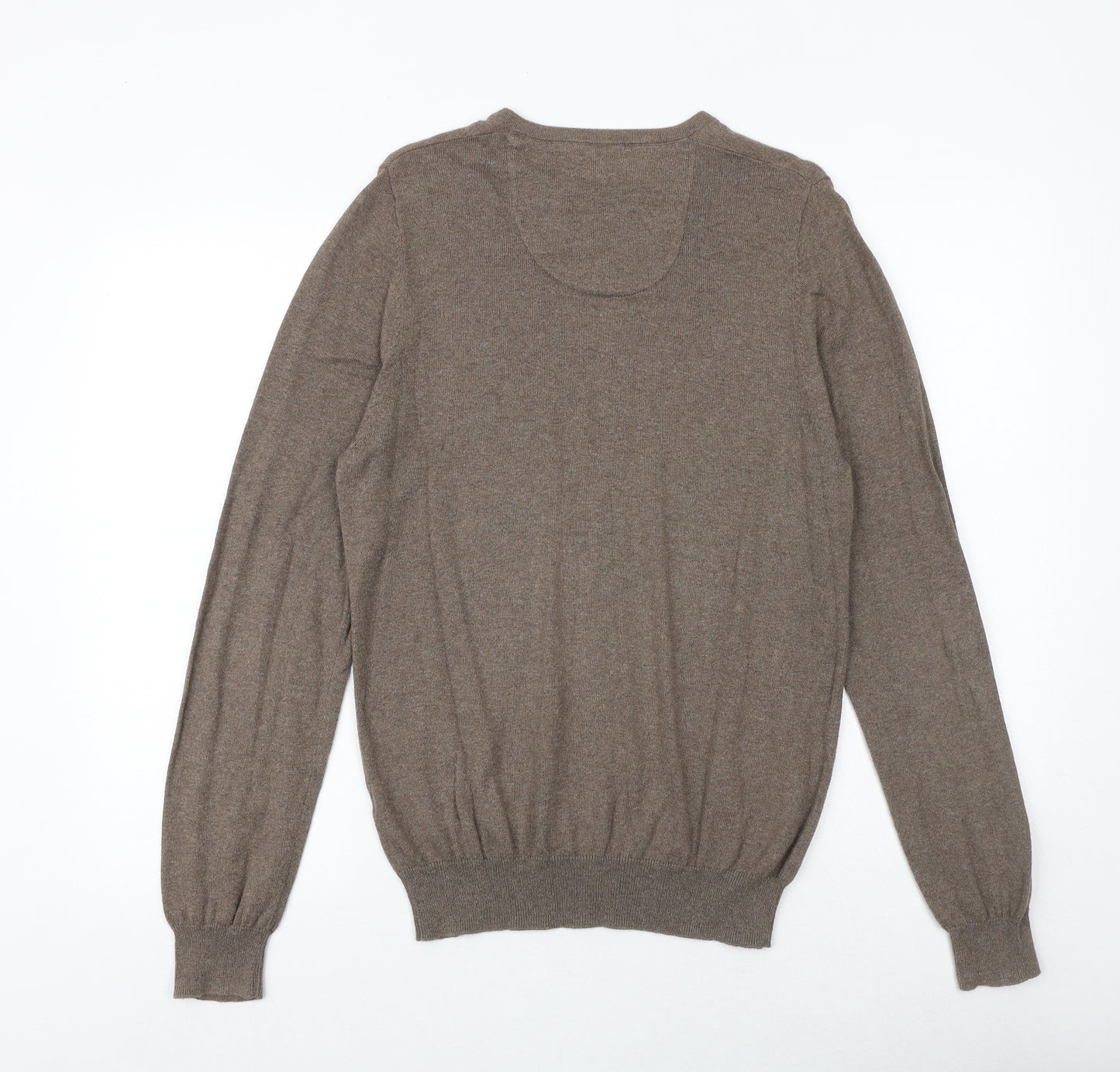 Collezione Mens Brown V-Neck Polyester Pullover Jumper Size S Long Sleeve