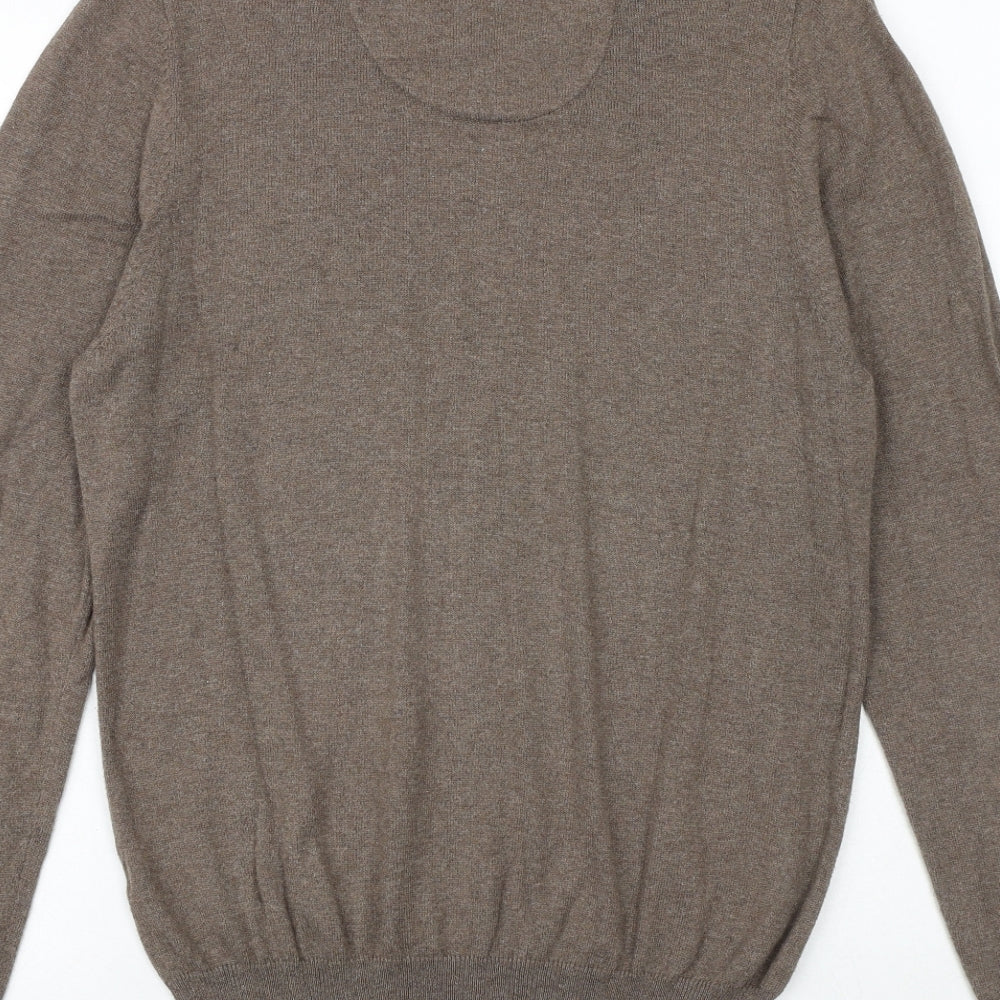 Collezione Mens Brown V-Neck Polyester Pullover Jumper Size S Long Sleeve