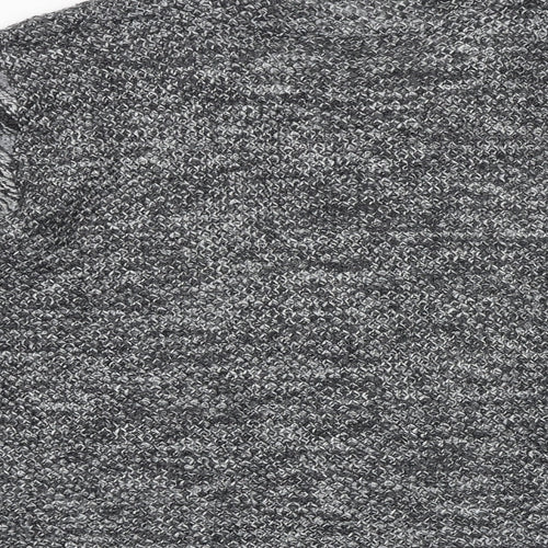 Marks and Spencer Womens Grey Round Neck Geometric Acrylic Full Zip Jumper Size L