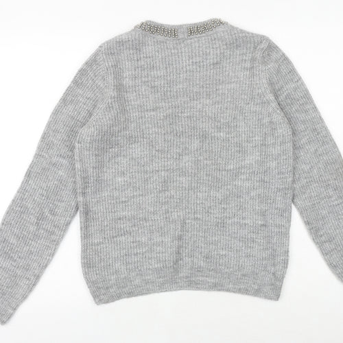 Marks and Spencer Womens Grey Round Neck Acrylic Pullover Jumper Size 12