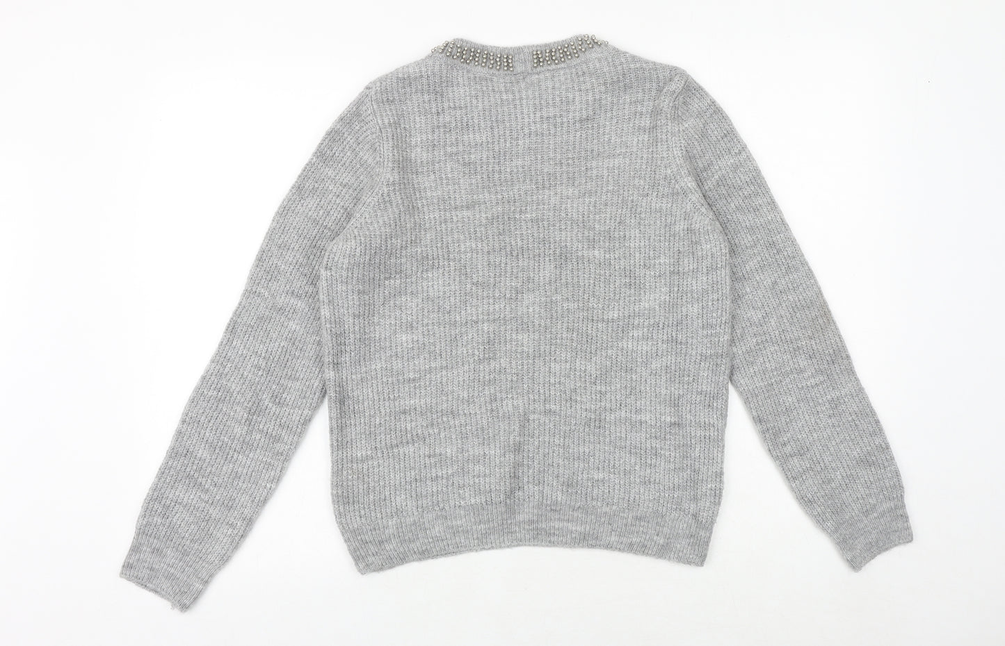 Marks and Spencer Womens Grey Round Neck Acrylic Pullover Jumper Size 12