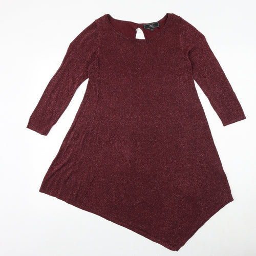 NEXT Womens Red Round Neck Viscose Pullover Jumper Size 8