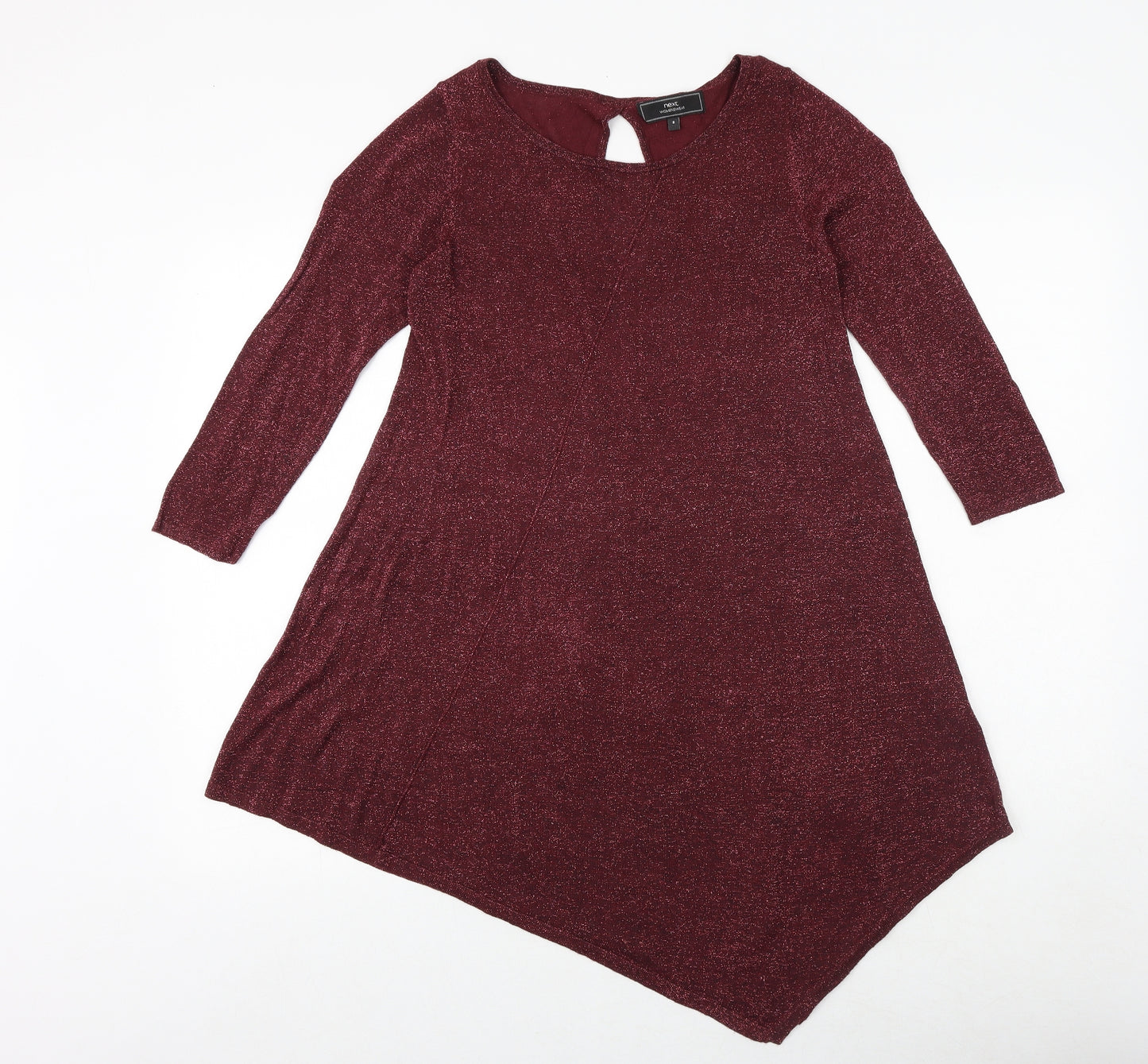 NEXT Womens Red Round Neck Viscose Pullover Jumper Size 8