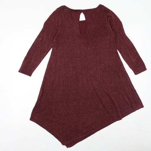 NEXT Womens Red Round Neck Viscose Pullover Jumper Size 8