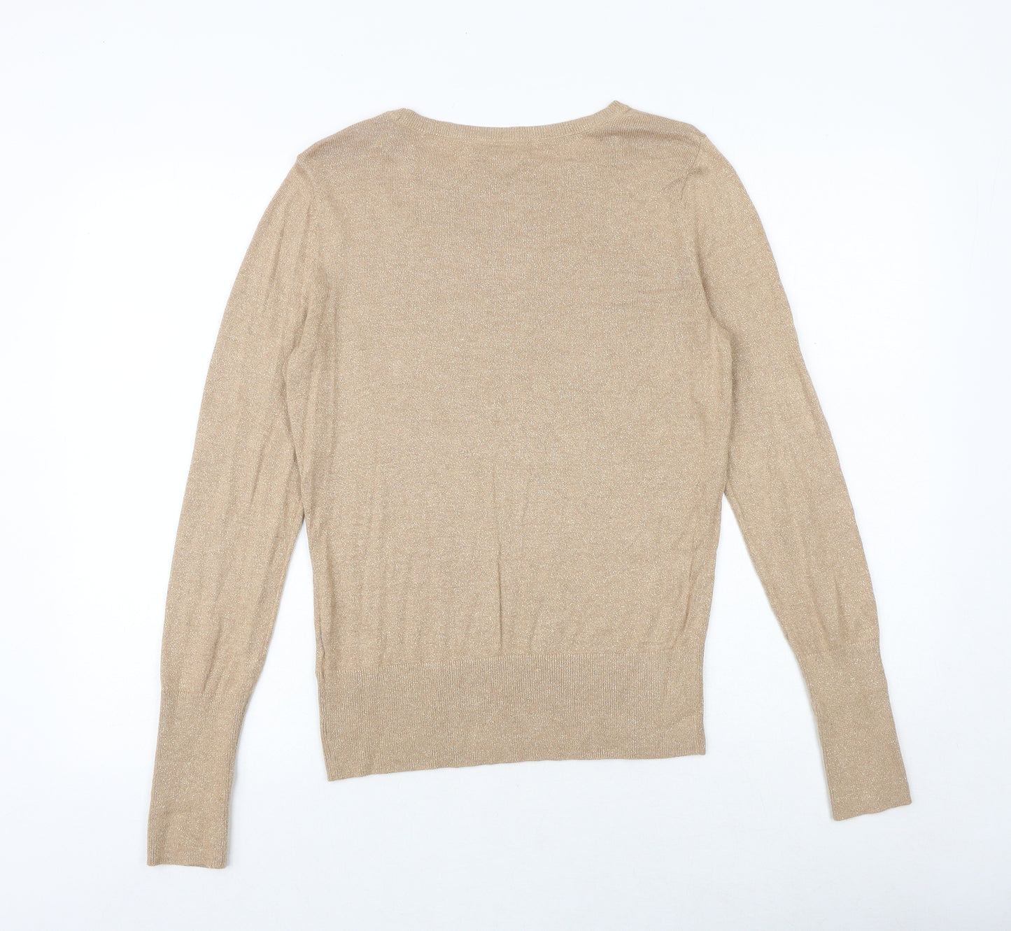 H&M Womens Gold Round Neck Viscose Pullover Jumper Size M