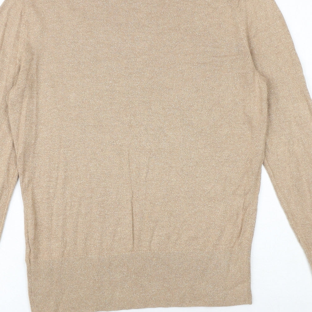 H&M Womens Gold Round Neck Viscose Pullover Jumper Size M