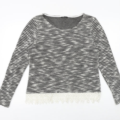 Select Womens Black Round Neck Cotton Pullover Jumper Size 16