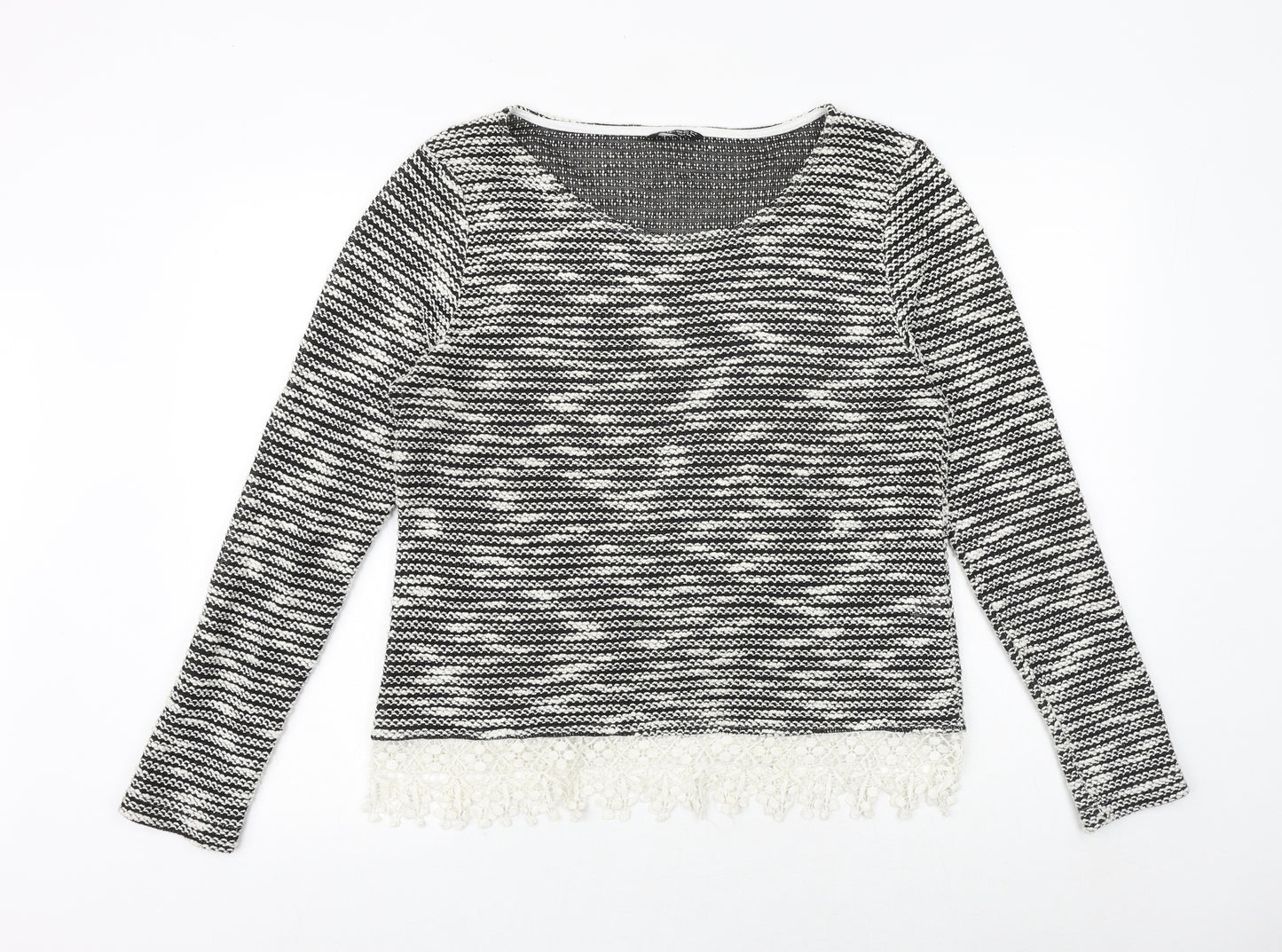 Select Womens Black Round Neck Cotton Pullover Jumper Size 16