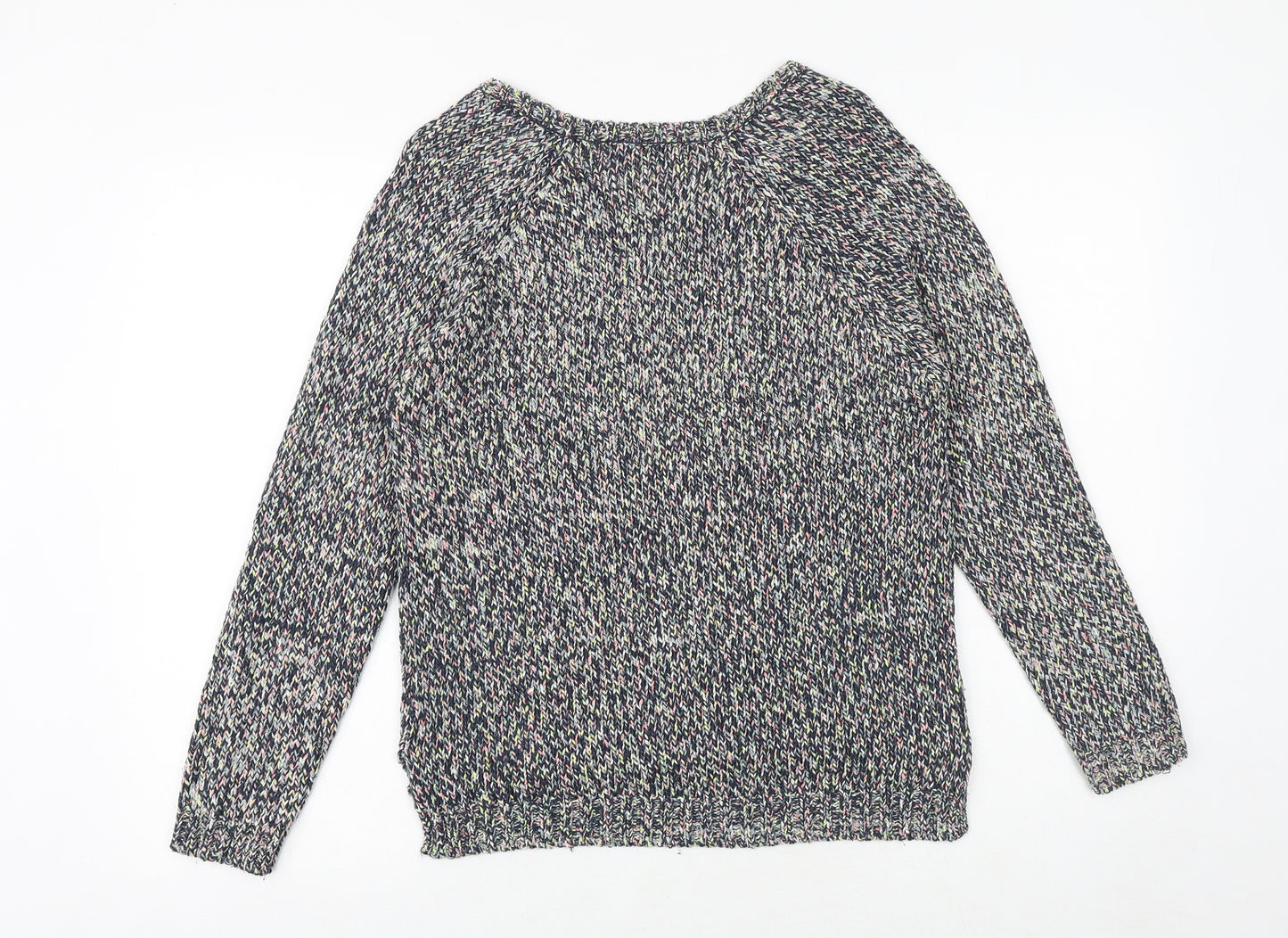 Marks and Spencer Womens Multicoloured V-Neck Acrylic Pullover Jumper Size 8
