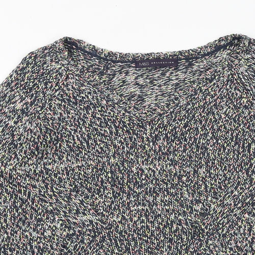 Marks and Spencer Womens Multicoloured V-Neck Acrylic Pullover Jumper Size 8