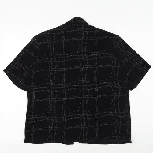 Berkertex Womens Black Plaid Viscose Kimono Blouse Size 18 V-Neck