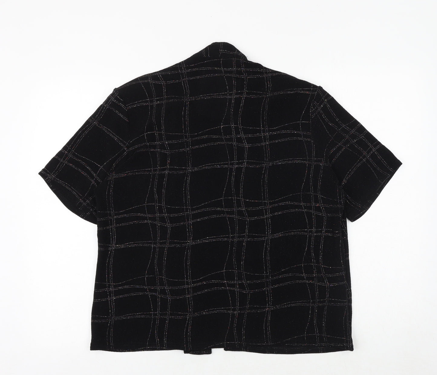 Berkertex Womens Black Plaid Viscose Kimono Blouse Size 18 V-Neck